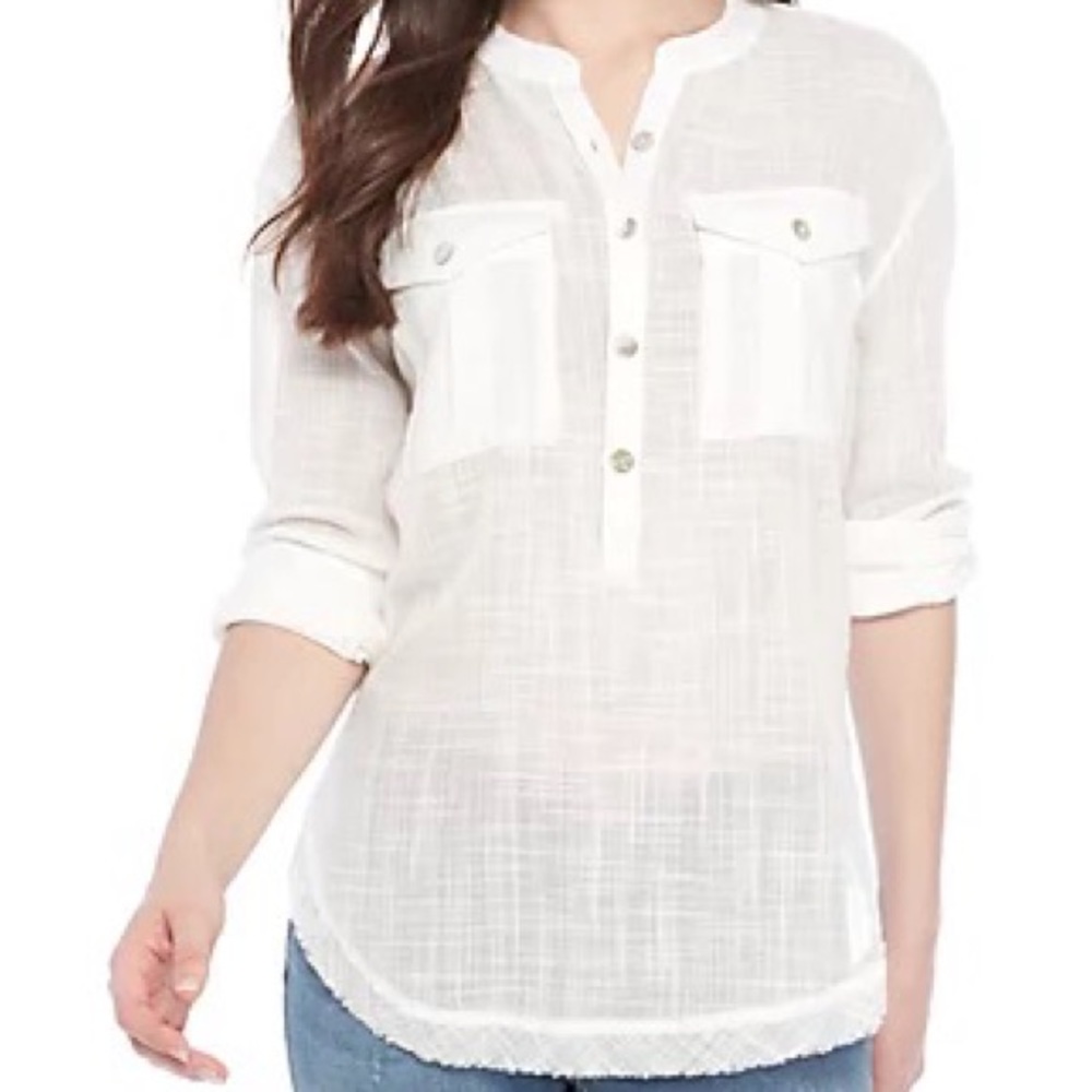 Free People White Lightweight Button Down Shirt - Picture 5 of 14